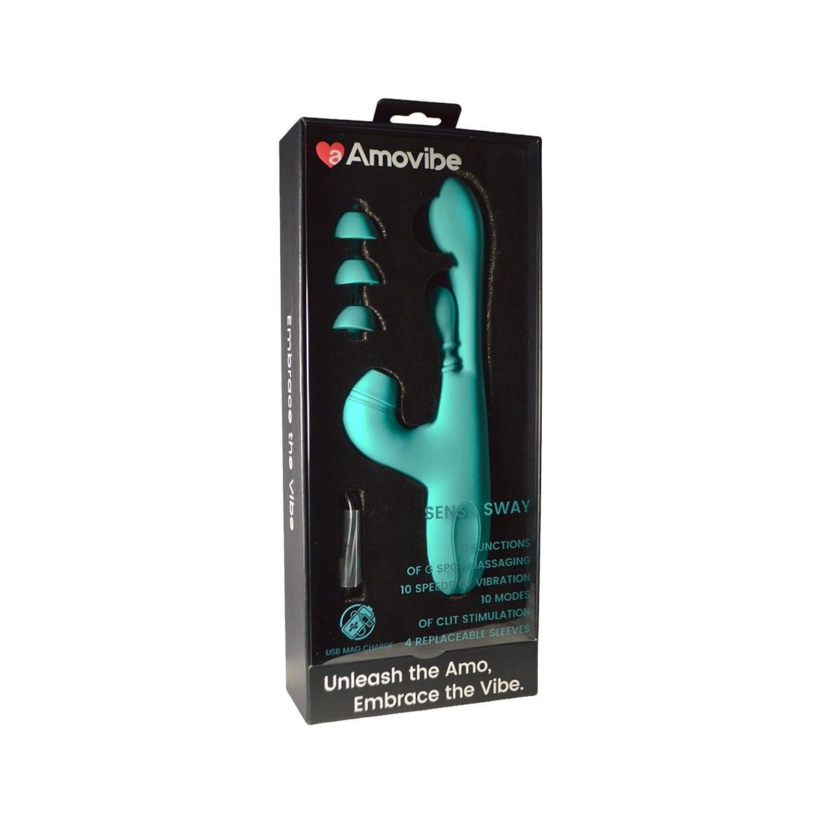 Amovibe - Sensa Sway G-Spot Vibrator with 4 Interchangeable Clitoral Heads | USB Rechargeable AmoVibe - For Me To Love