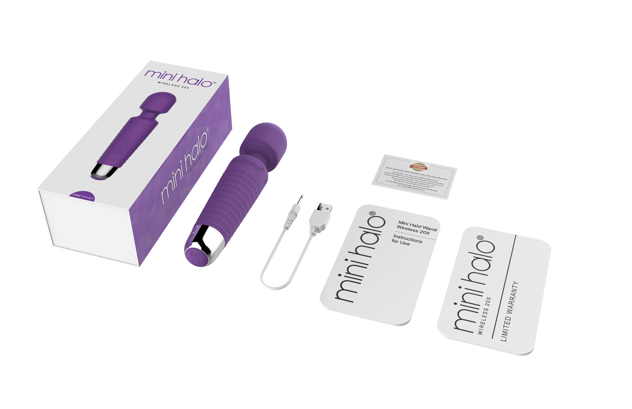 Award Winning Mini Halo - Wireless Massage Wand - Amethyst Mini Halo - For Me To Love