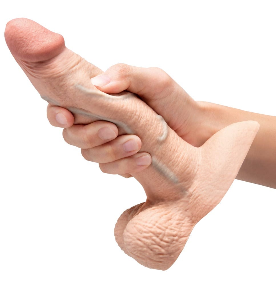 B-Vibe - Very Realistic Girthy Slipskin Silicone Dildo with Balls and Suction Base | 7 inches B-Vibe - For Me To Love