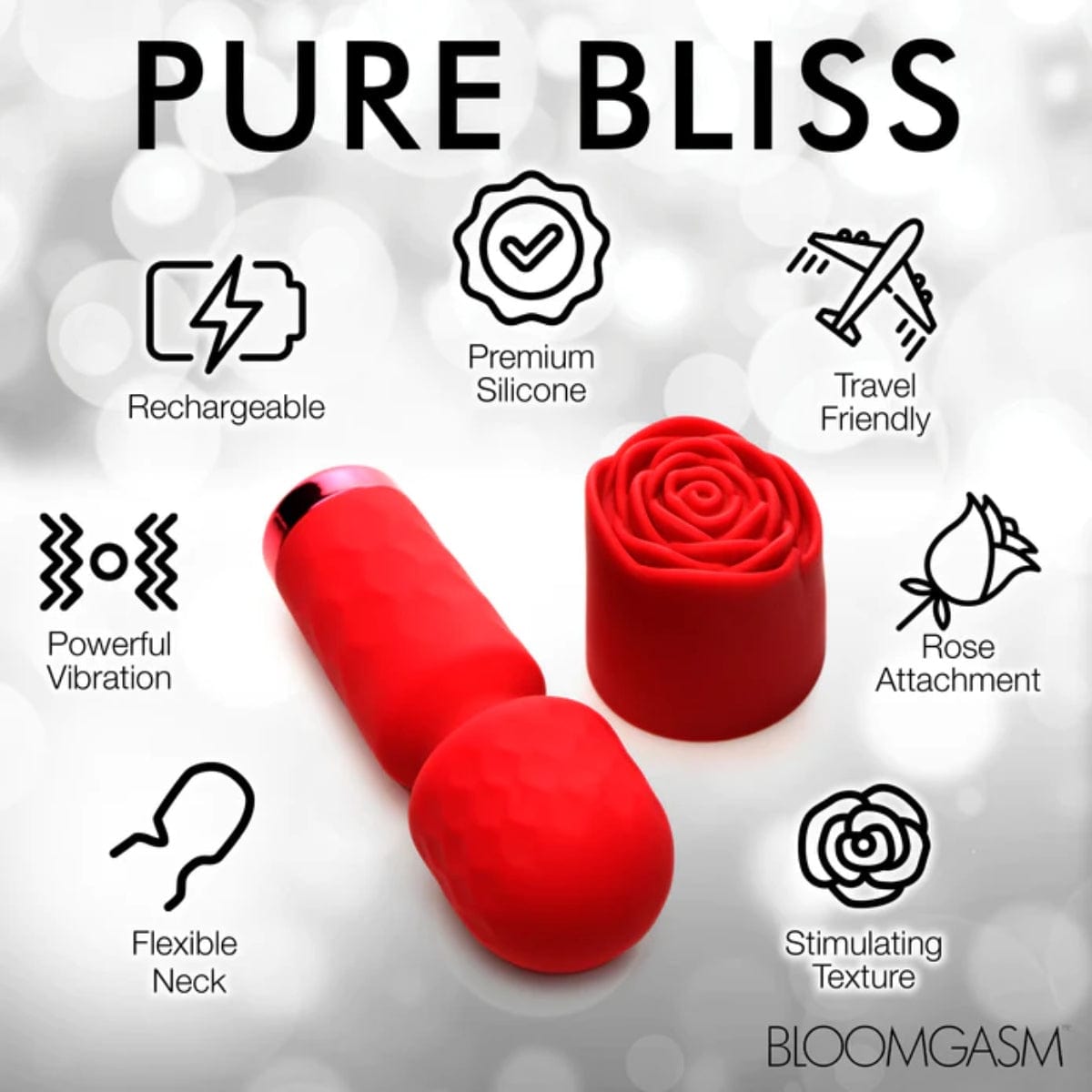 Bloomgasm - Pleasure Rose Petite Mini Silicone Rose Wand Bloomgasm - For Me To Love