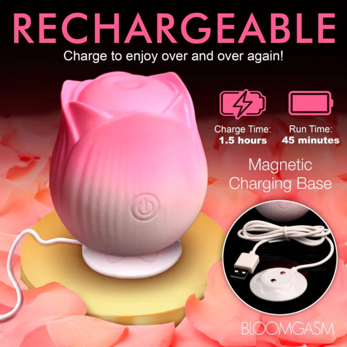 Bloomgasm - Pulsing Petals Throbbing Clitoral Stimulator | Pink Rose Bloomgasm - For Me To Love