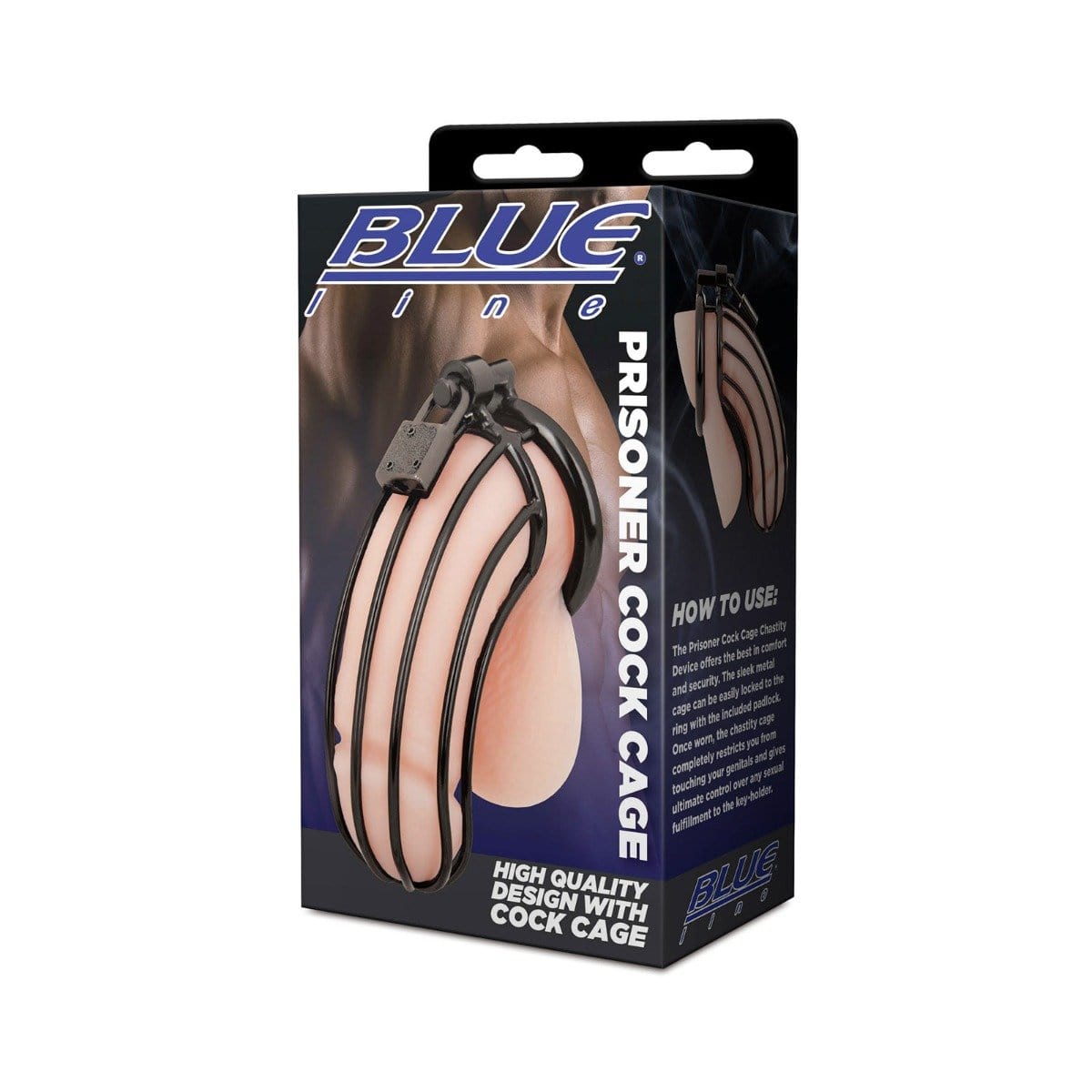 Blue Line - Black Prisoner Penis Cage | Length 4.75 inches Blue Line - For Me To Love