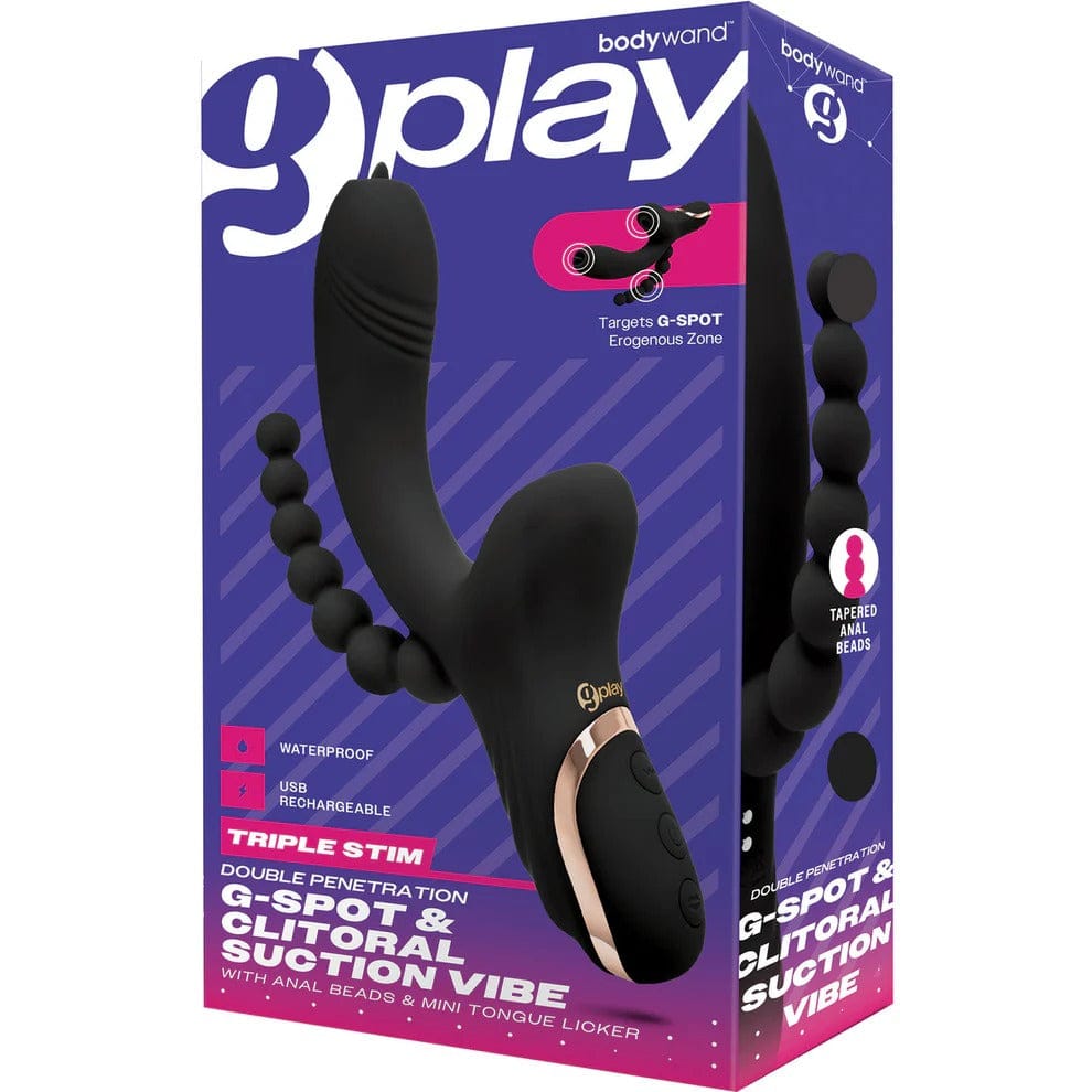 Bodywand - G Play Black Triple Stim G Spot And Clitoral Suction Vibrator with Anal Beads | USB Rechargeable Bodywand - For Me To Love