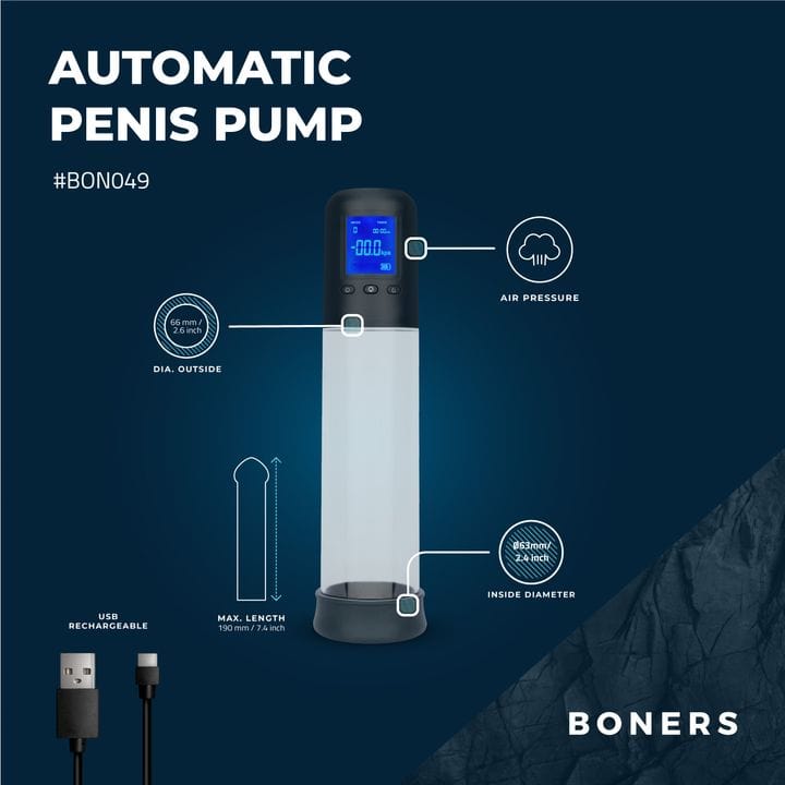Boners - Penis Pump with LCD Screen | USB Rechargeable Boners - For Me To Love