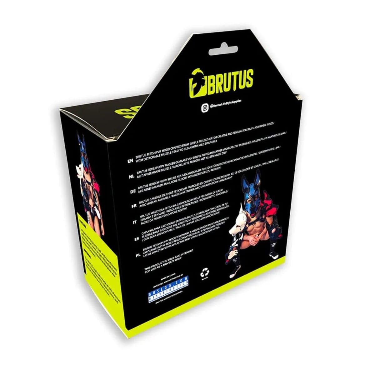 BRUTUS - Vegan Leather Pup Hood | Black-White Brutus - For Me To Love