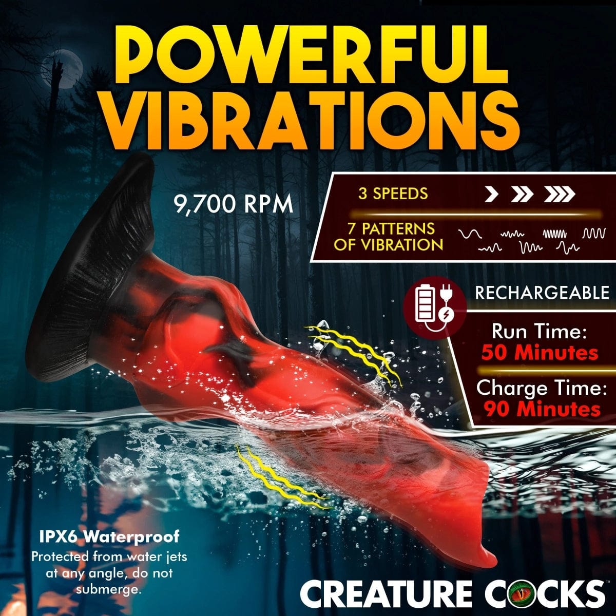 Creature Cocks - Vibra Beast Vibrating Silicone Dildo | 7.4 inches creature cocks - For Me To Love