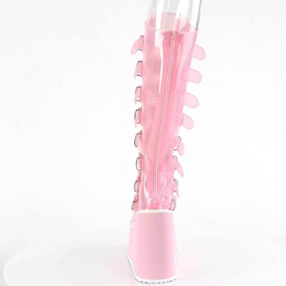 Demonia Cult - Swing 815C Transparent Baby Pink Platform Calf Length Boots | UK 3-9 Demonia Cult - For Me To Love