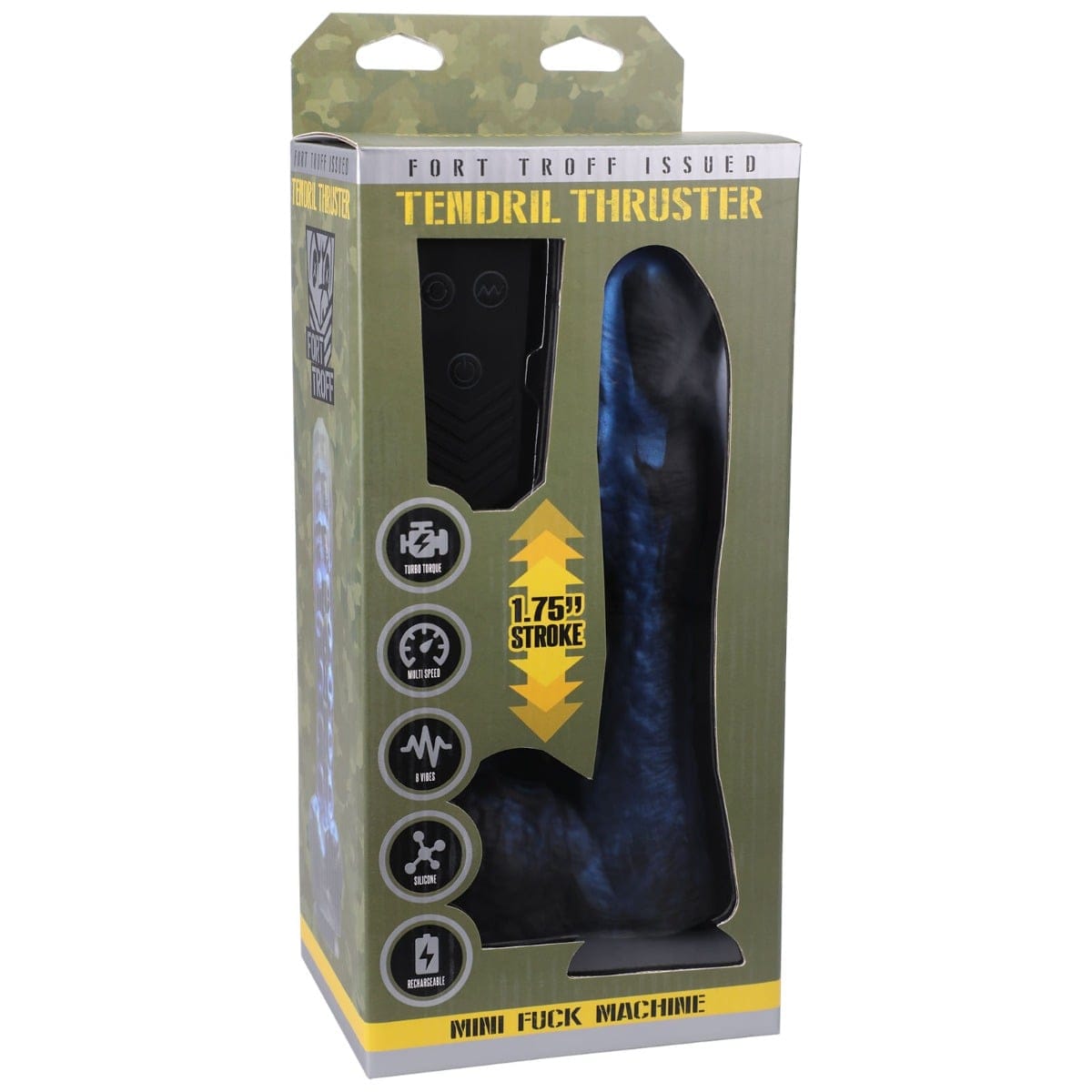 Doc Johnson - Fort Troff Tendril Blue/Black Thruster Vibrating Dildo | 8.5 inch Mini Fuck Machine Doc Johnson - For Me To Love