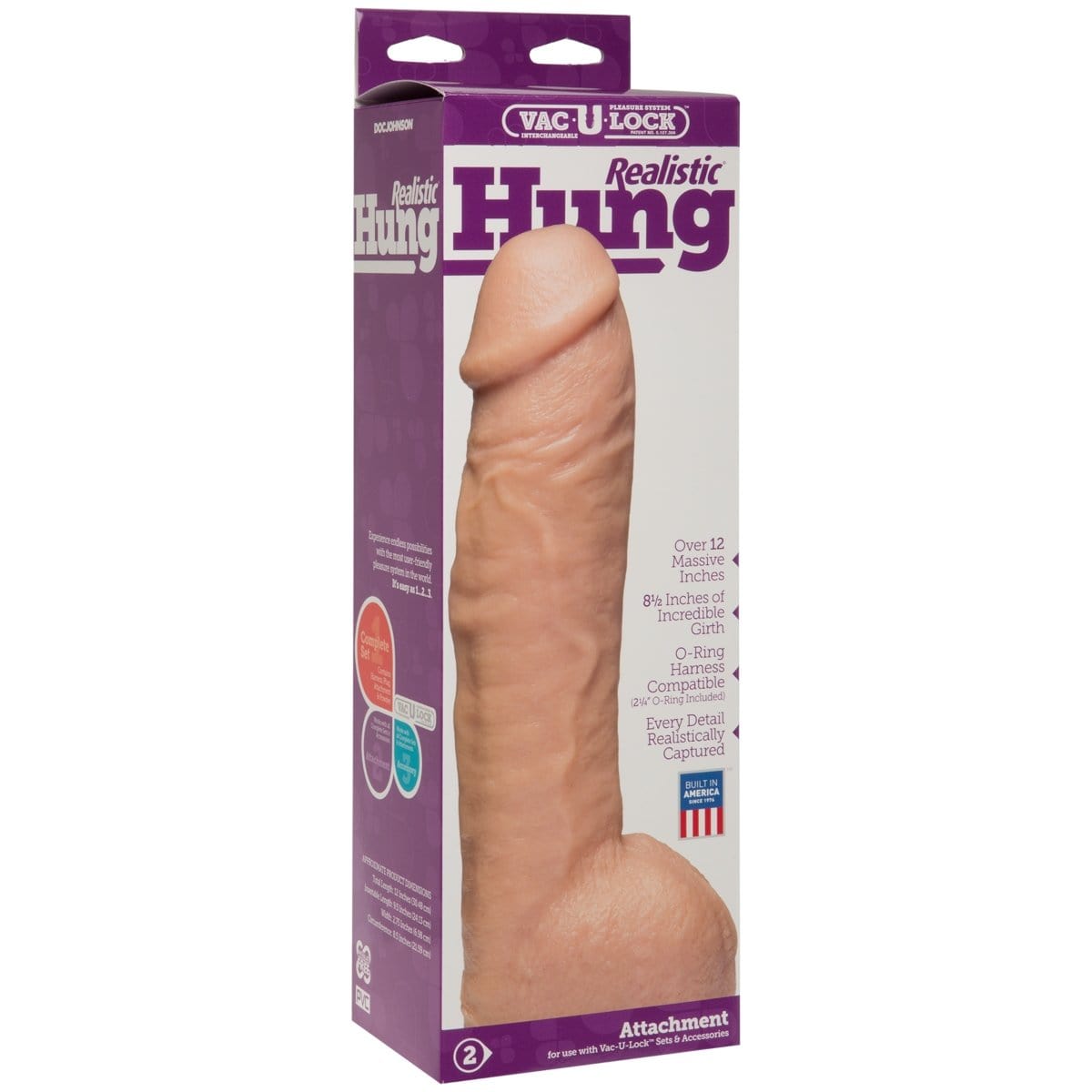 Doc Johnson Realistic Hung 12 inch Dildo - Vac-U-Lock Compatible White Doc Johnson - For Me To Love