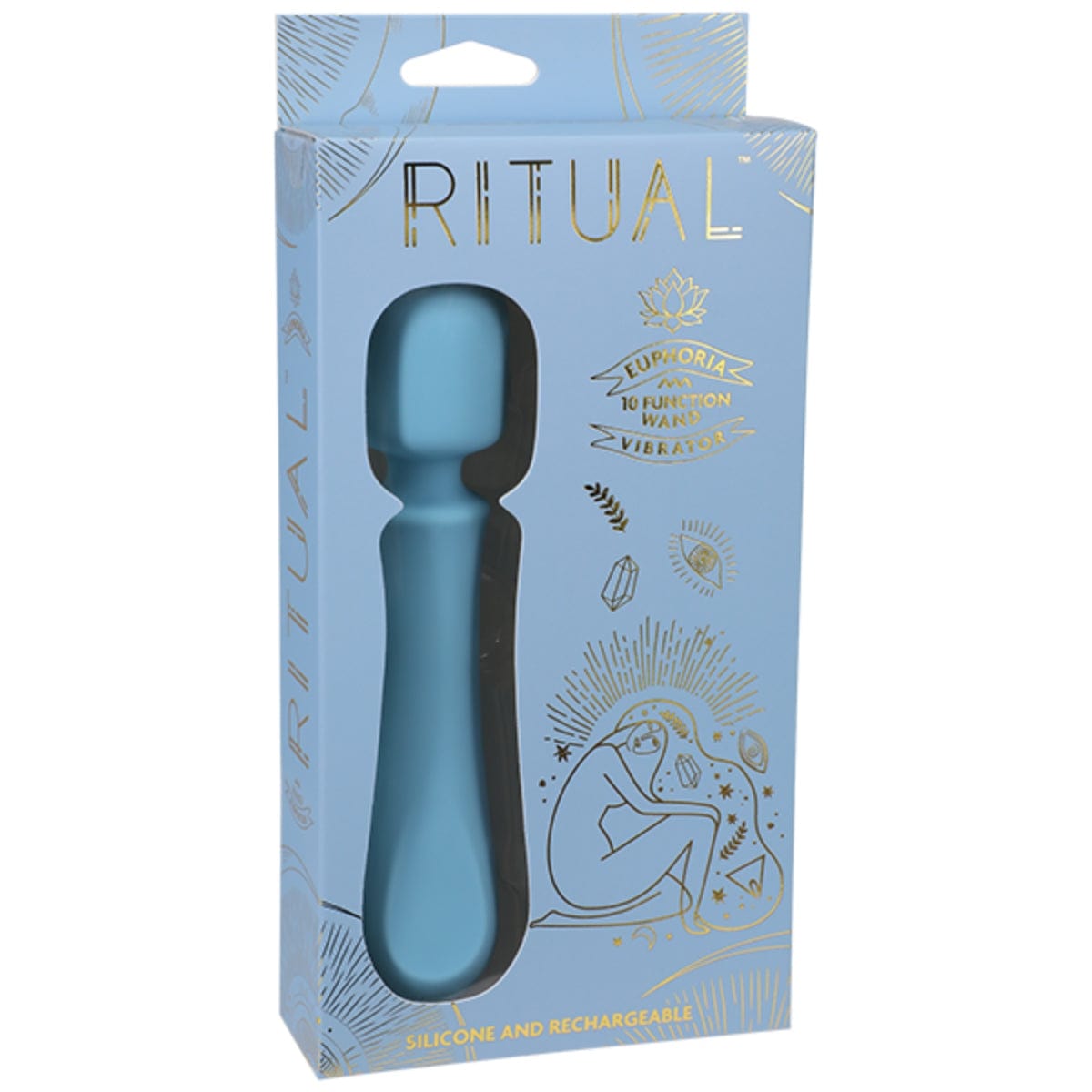 Doc Johnson Ritual Euphoria Blue USB Rechargeable Silicone Wand Vibrator Doc Johnson - For Me To Love
