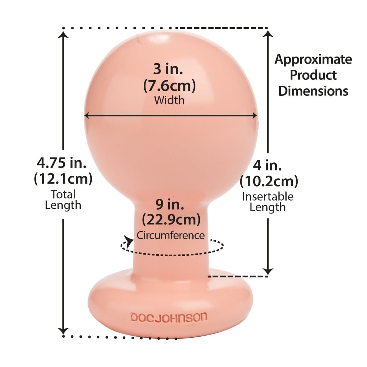 Doc Johnson - The Classic Round Tow Hitch Butt Plug Large | Choice of Pink or Black Doc Johnson - For Me To Love