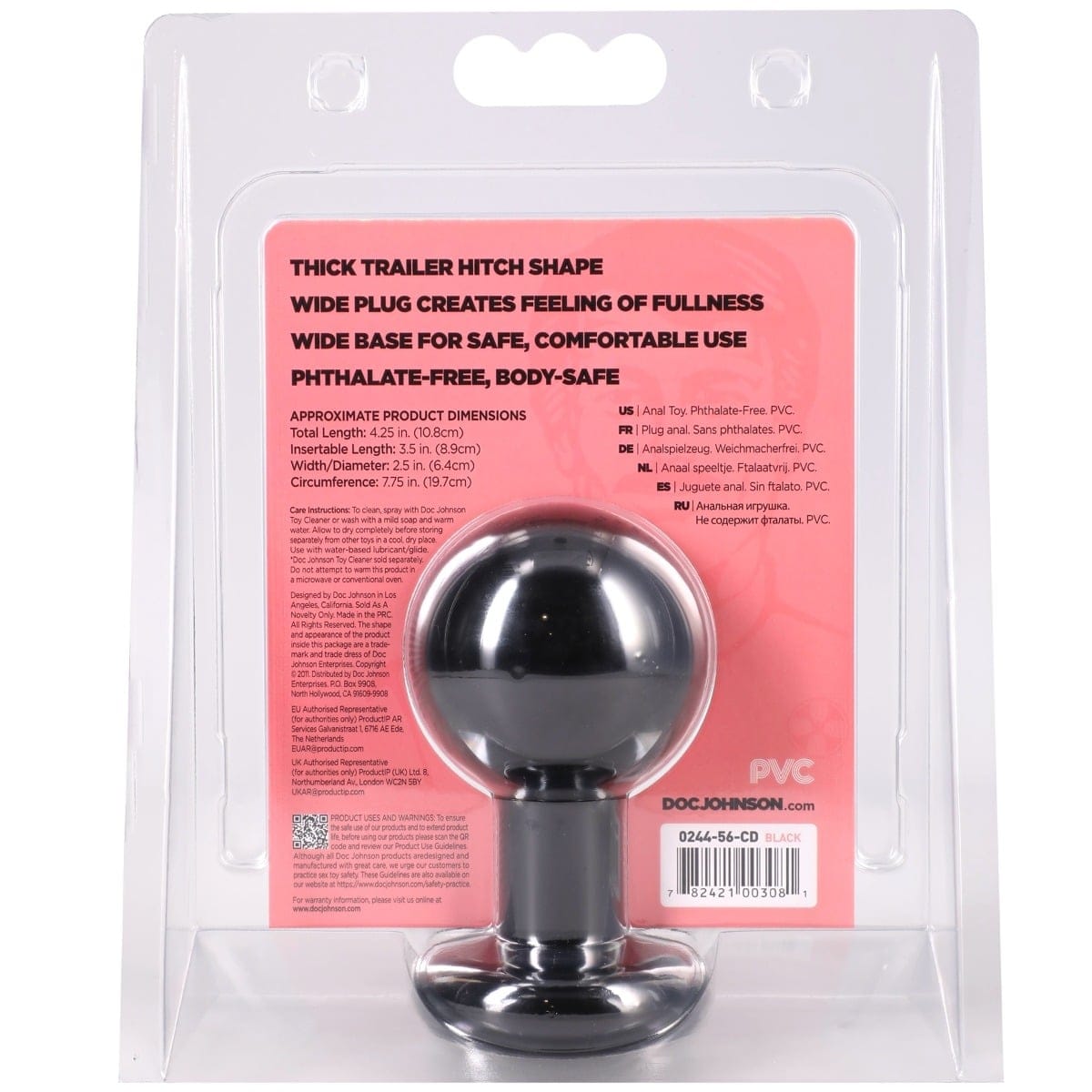 Doc Johnson - The Classic Round Tow Hitch Butt Plug Medium | Choice of Pink or Black Doc Johnson - For Me To Love