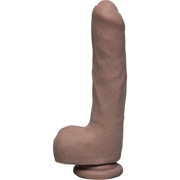 Doc Johnson The D Uncut Dildo with Balls Caramel 9 inch