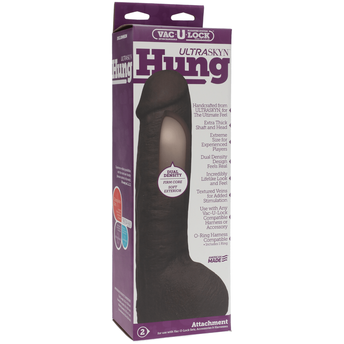 Doc Johnson Vac-U-Lock Hung Black 12 inch