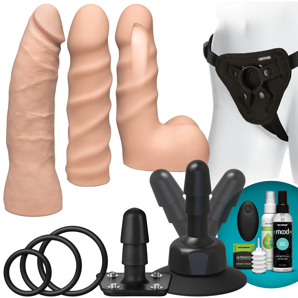 Doc Johnson - Vac U Lock Vibrating Dual Density Ultraskyn Starter Set Vanilla | 7 - 6 & 5.5 inches Doc Johnson - For Me To Love