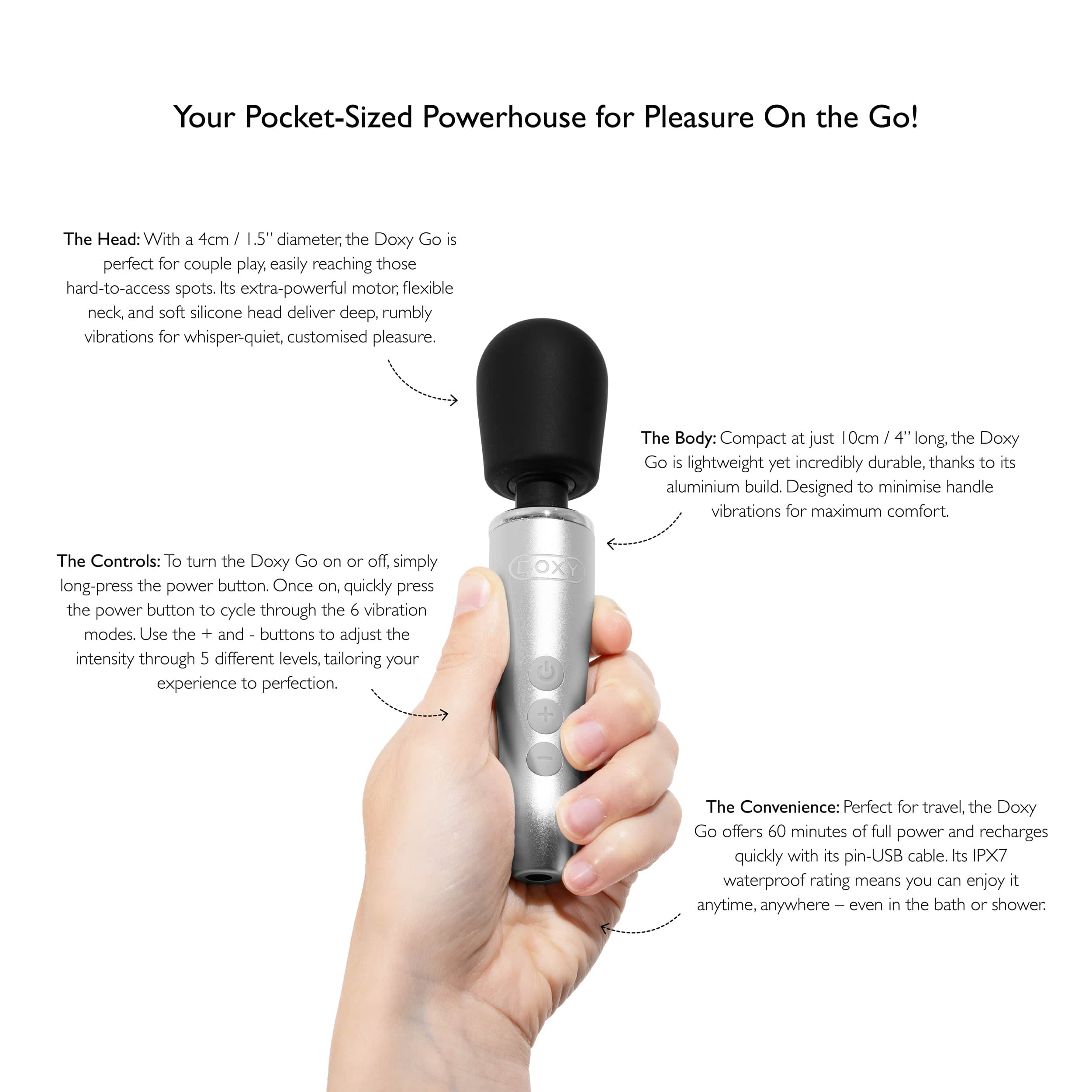 Doxy Go - Die Cast Mini & Mighty Massage Wand | Perfect Travel Companion Doxy - For Me To Love