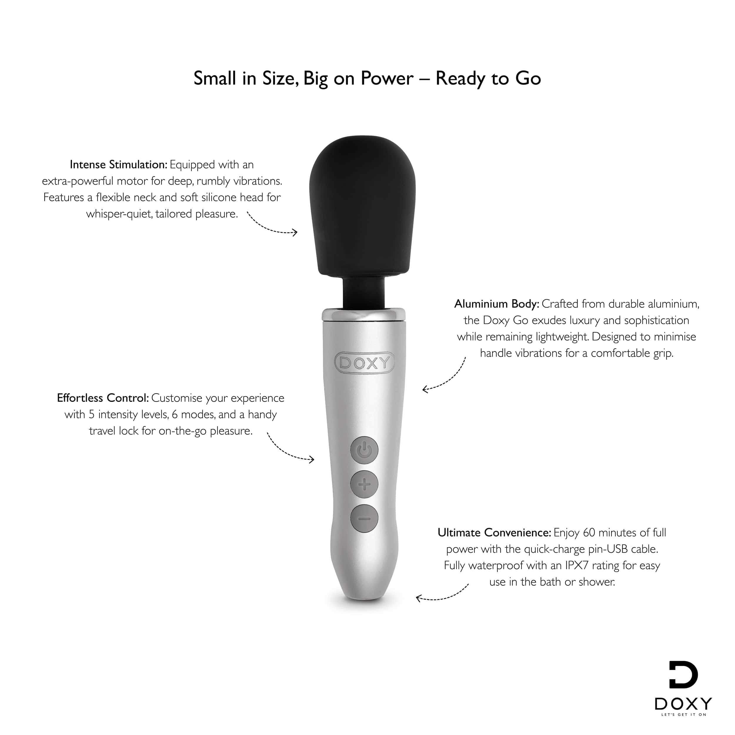 Doxy Go - Die Cast Mini & Mighty Massage Wand | Perfect Travel Companion Doxy - For Me To Love