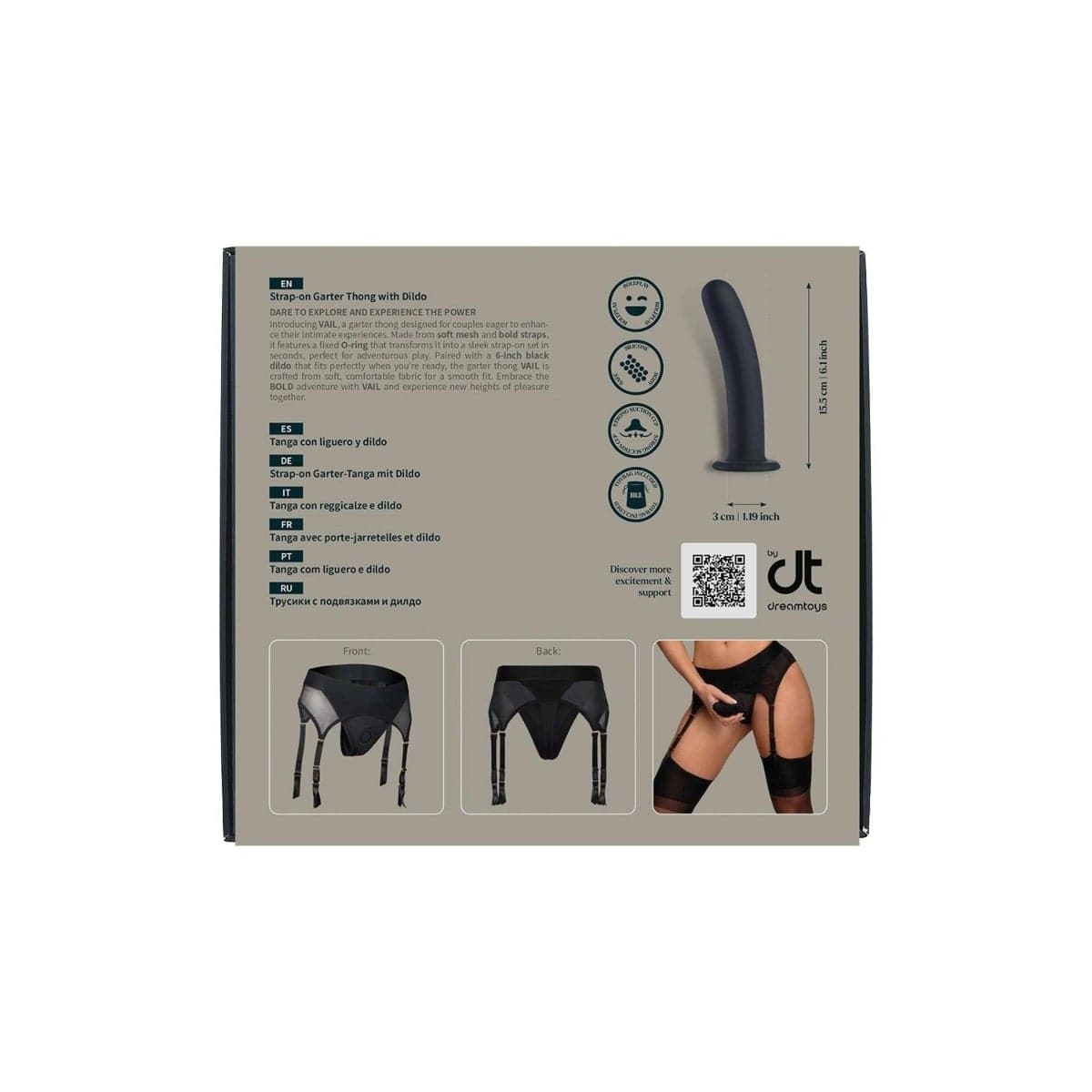 Dreamtoys BOLD - Vail Strap-On Garter Thong with Dildo | Choice of 4 Sizes Dreamtoys - For Me To Love