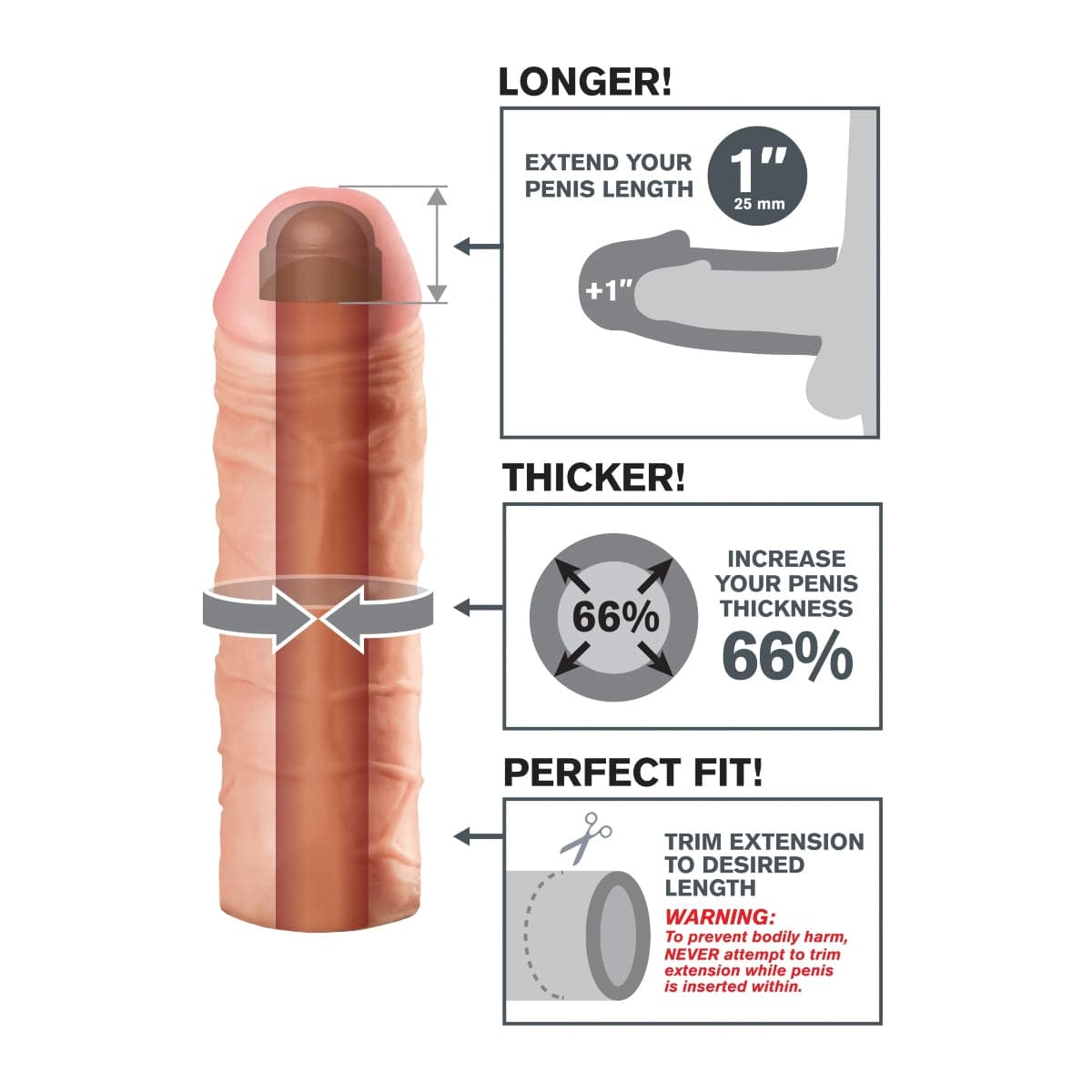 Fantasy X-tensions - Mega 1 inch Penis Extension | Second Skin Length & Girth Fantasy X-tensions - For Me To Love
