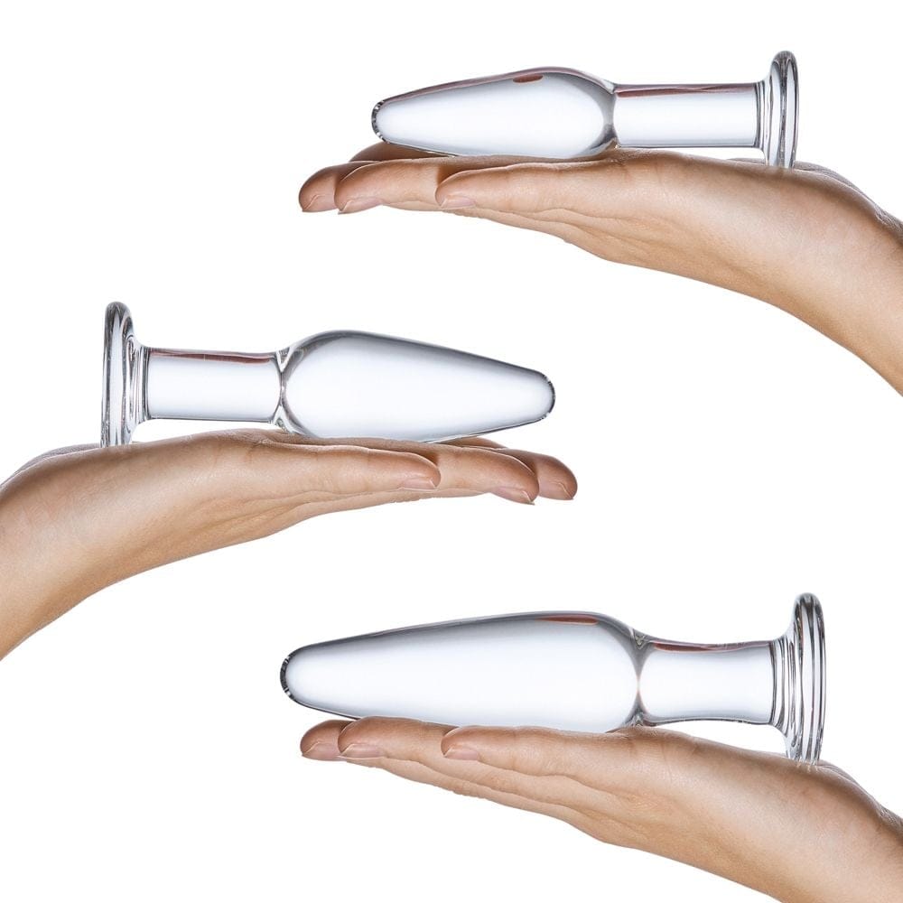 Glas - Anal Training Glass Butt Plug Set | 4 - 4.75 & 5.25 inches Glas - For Me To Love