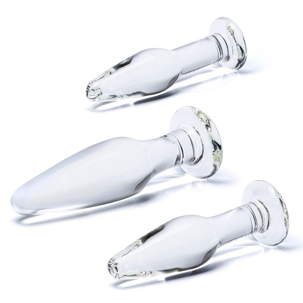 Glas - Anal Training Glass Butt Plug Set | 4 - 4.75 & 5.25 inches Glas - For Me To Love