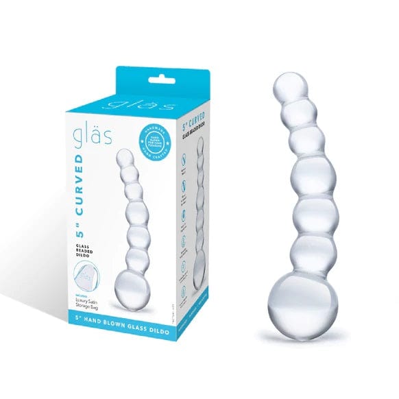 Glas Curved Glass Beaded Dildo Clear 5 inches Glas - For Me To Love