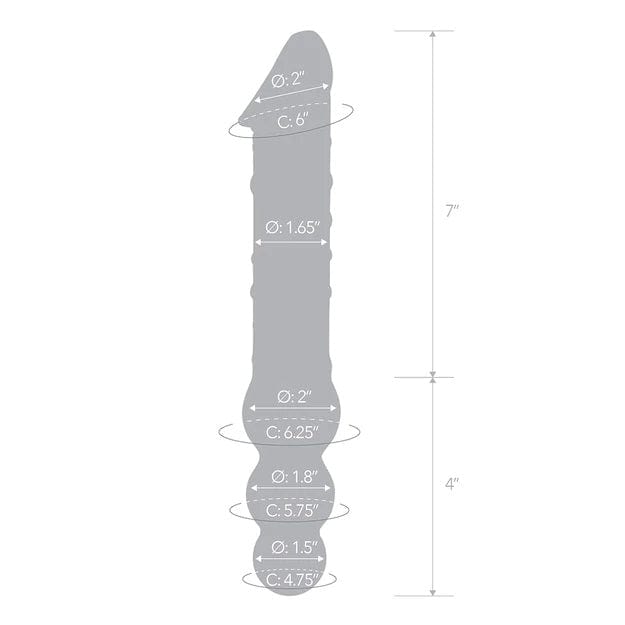 Glas Double Ended Glass Dildo with Anal Beads 12 inch Glas - For Me To Love