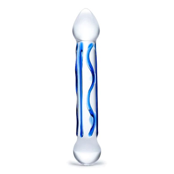 Glas Full Tip Textured Glass Dildo Blue 6.5 inches Glas - For Me To Love