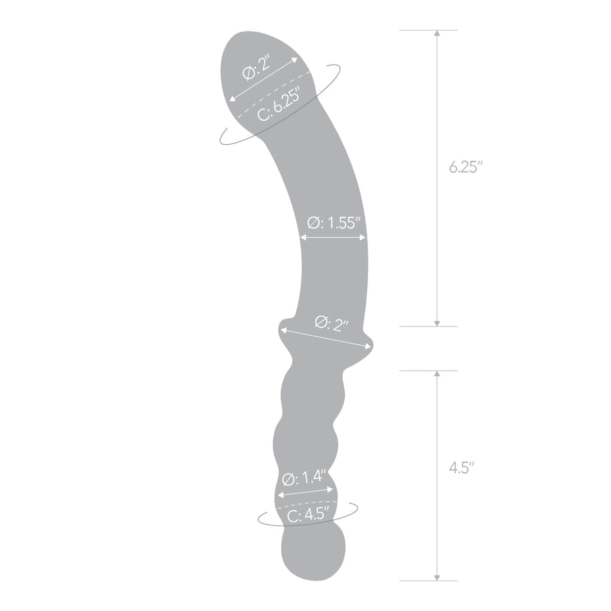 Glas - Girthy Double Sided Dong With Anal Bead Grip Handle | 12.5 inches Glas - For Me To Love