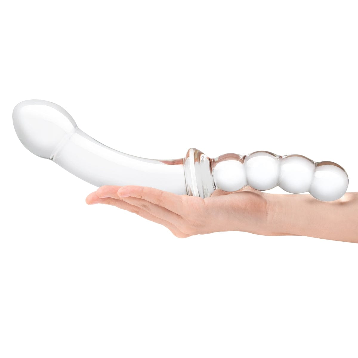 Glas - Girthy Double Sided Dong With Anal Bead Grip Handle | 12.5 inches Glas - For Me To Love