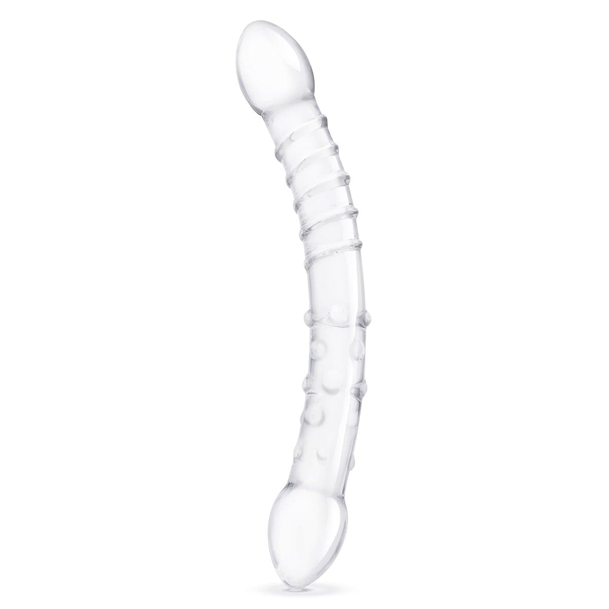 Glas - Girthy Double Trouble Ribs & Dots Glass Dildo | 12 inches Glas - For Me To Love