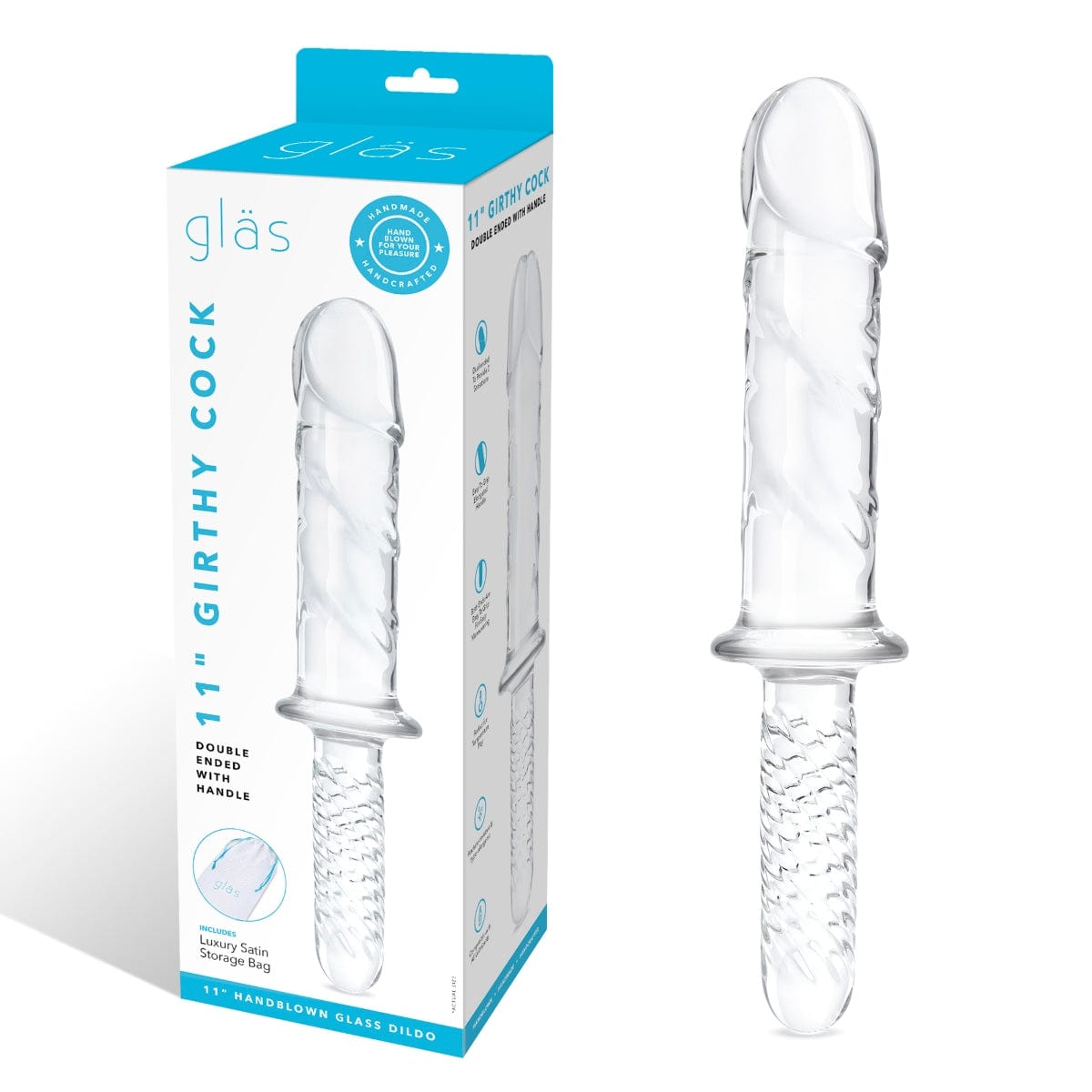 Glas - Girthy Glass Double Ended Dildo With Handle Grip | 11 inches Glas - For Me To Love