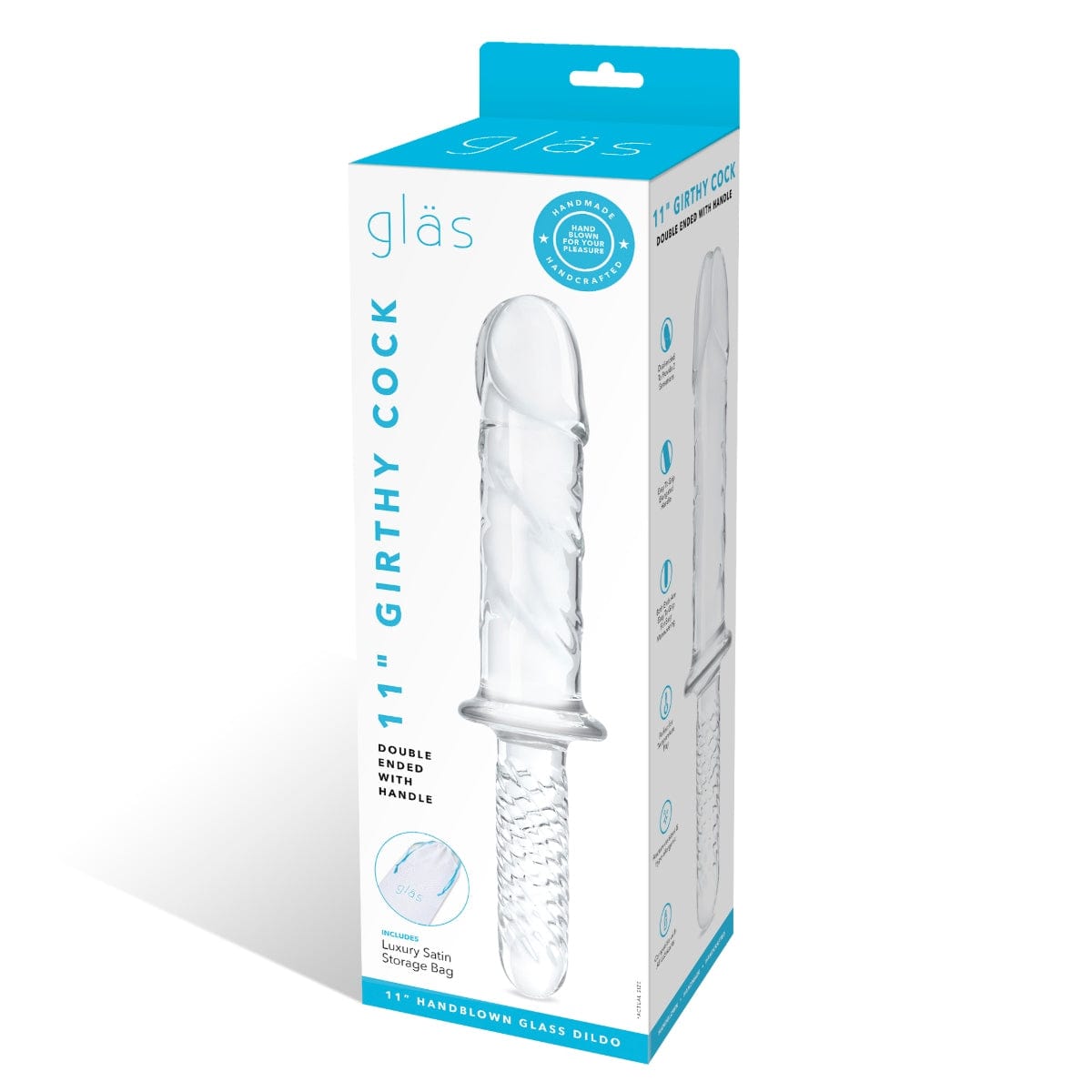 Glas - Girthy Glass Double Ended Dildo With Handle Grip | 11 inches Glas - For Me To Love