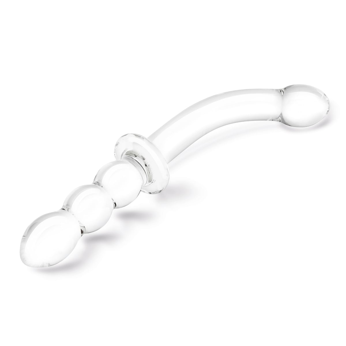 Glas - Girthy Ribbed G Spot Glass Dildo With Handle Grip Double Ended| 12 inches Glas - For Me To Love