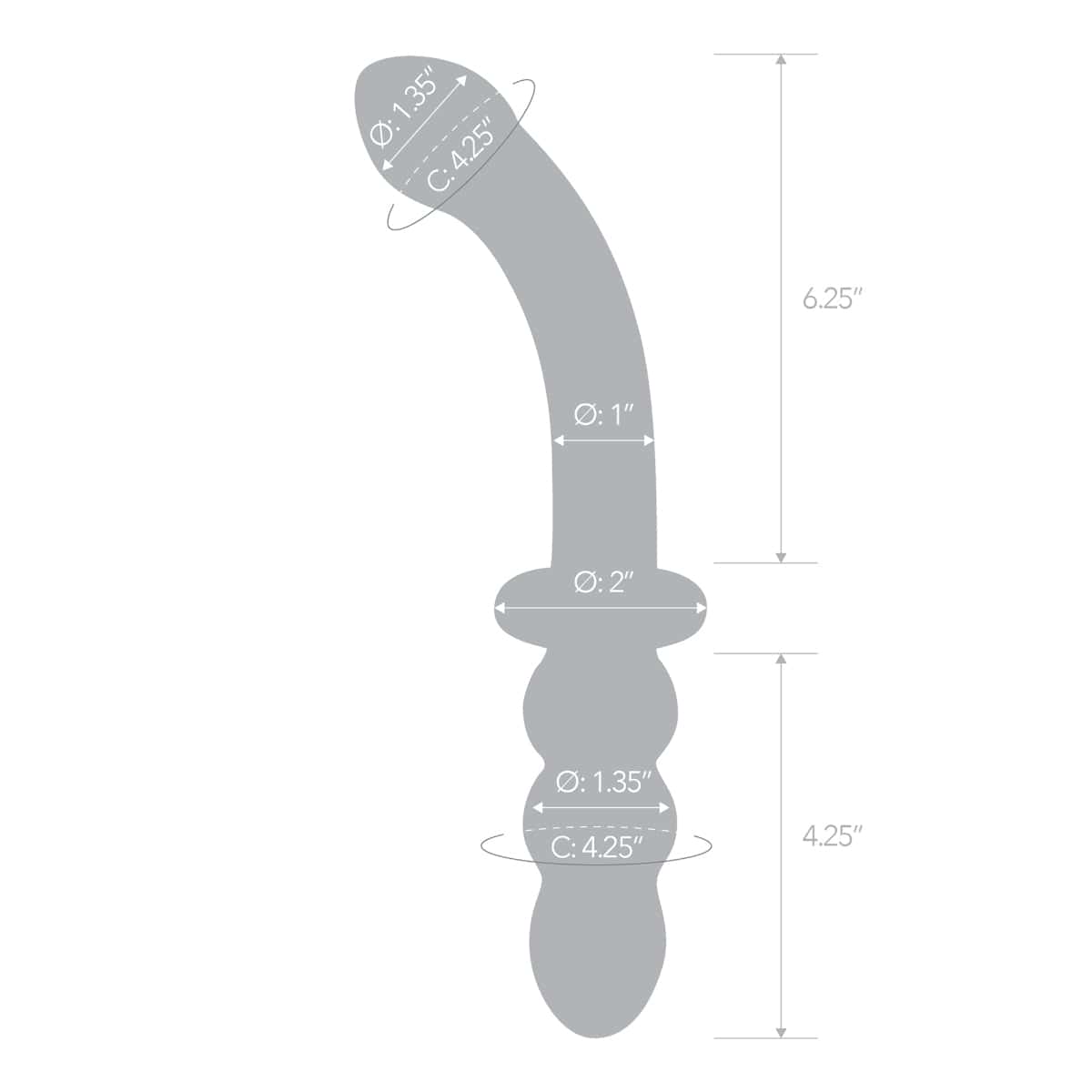Glas - Girthy Ribbed G Spot Glass Dildo With Handle Grip Double Ended| 12 inches Glas - For Me To Love
