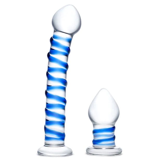 Glas Glass Double Penetration Swirly Dildo and Plug Set (2.75" - 7")