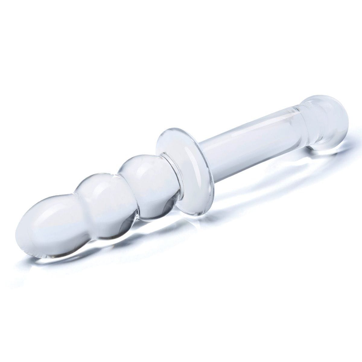 Glas Ribbed Anal Plug & G-Spot Play - Double Pleasure Transparent Glass - 8 inches Glas - For Me To Love