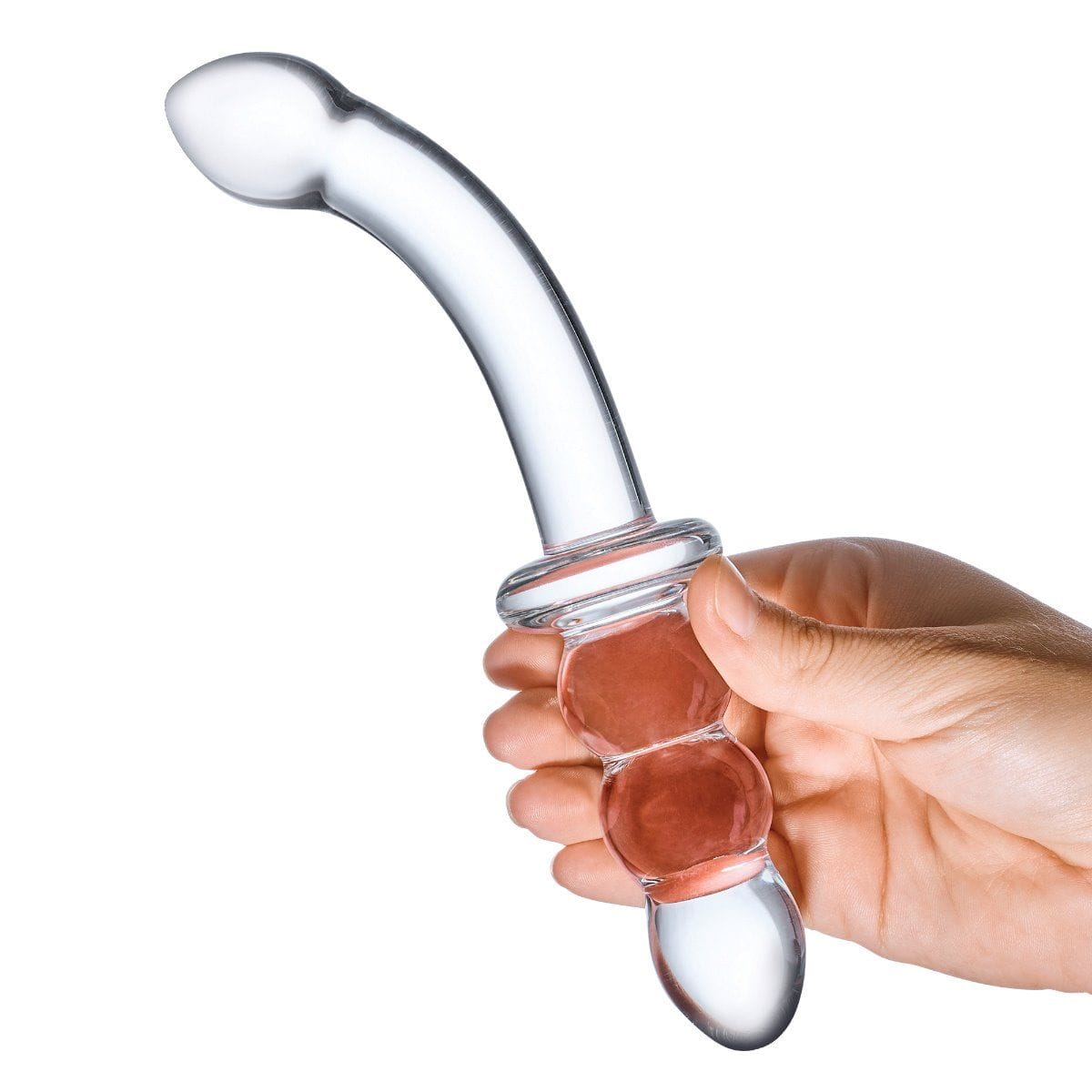 Glas Ribbed Anal Plug & G-Spot Play - Double Pleasure Transparent Glass - 8 inches Glas - For Me To Love
