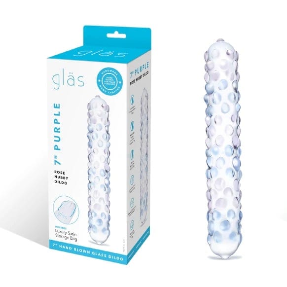 Glas Rose Nubby Dildo Purple - 7 inches Glas - For Me To Love