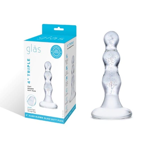Glas - Triple Play Beaded Butt Plug | 4 inches Glas - For Me To Love