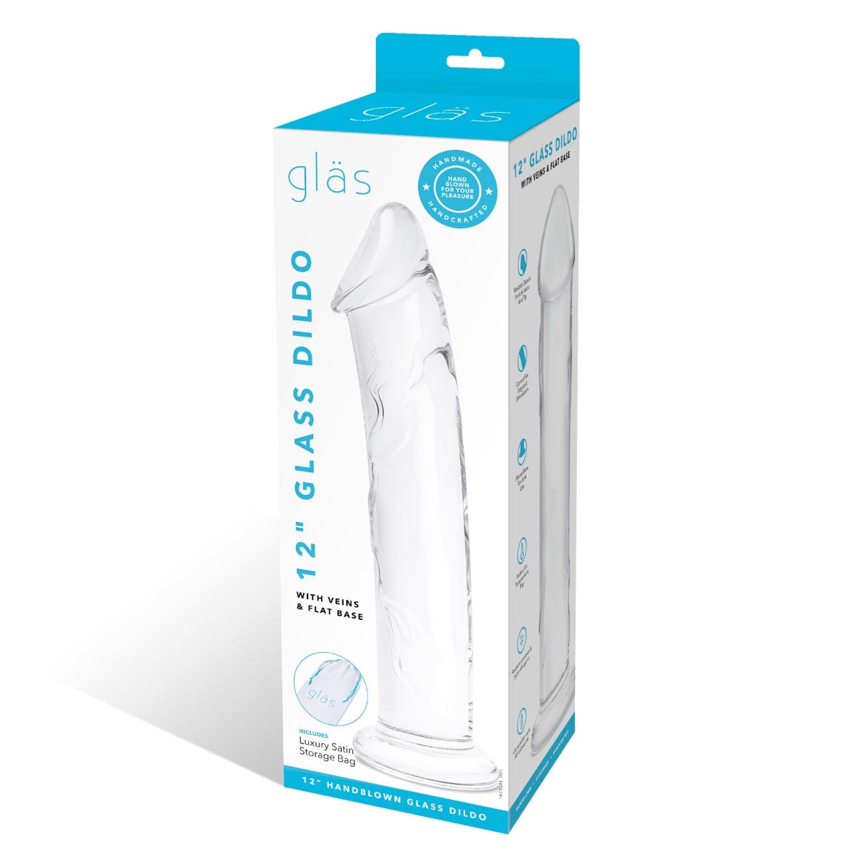 Glass - Glass Dildo With Veins and Flat Base | 12 inches Glas - For Me To Love