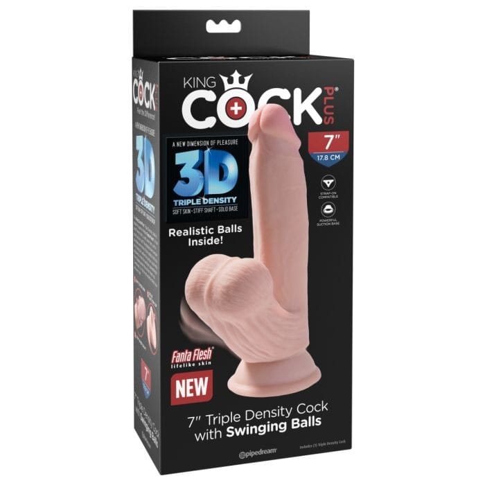 Pipedream - King Cock Plus - Triple Density Dildo With Swinging Balls | 7 inches