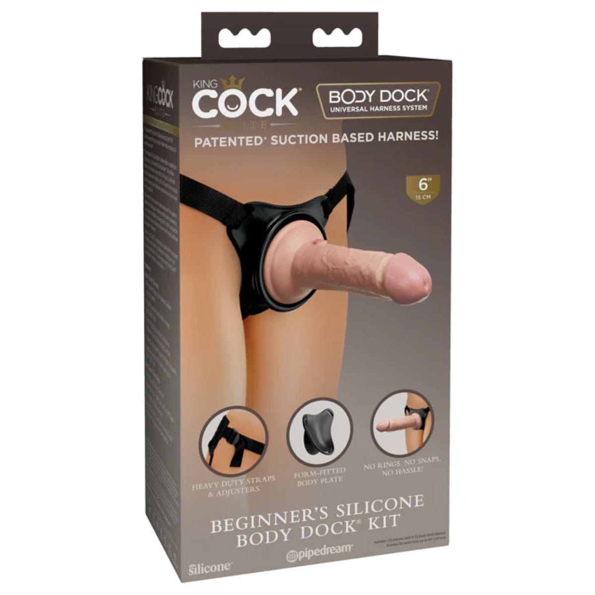 King Cock - Elite Beginner's Silicone Body Dock Harness with 6 inch Duel Density Dildo Pipedream - For Me To Love