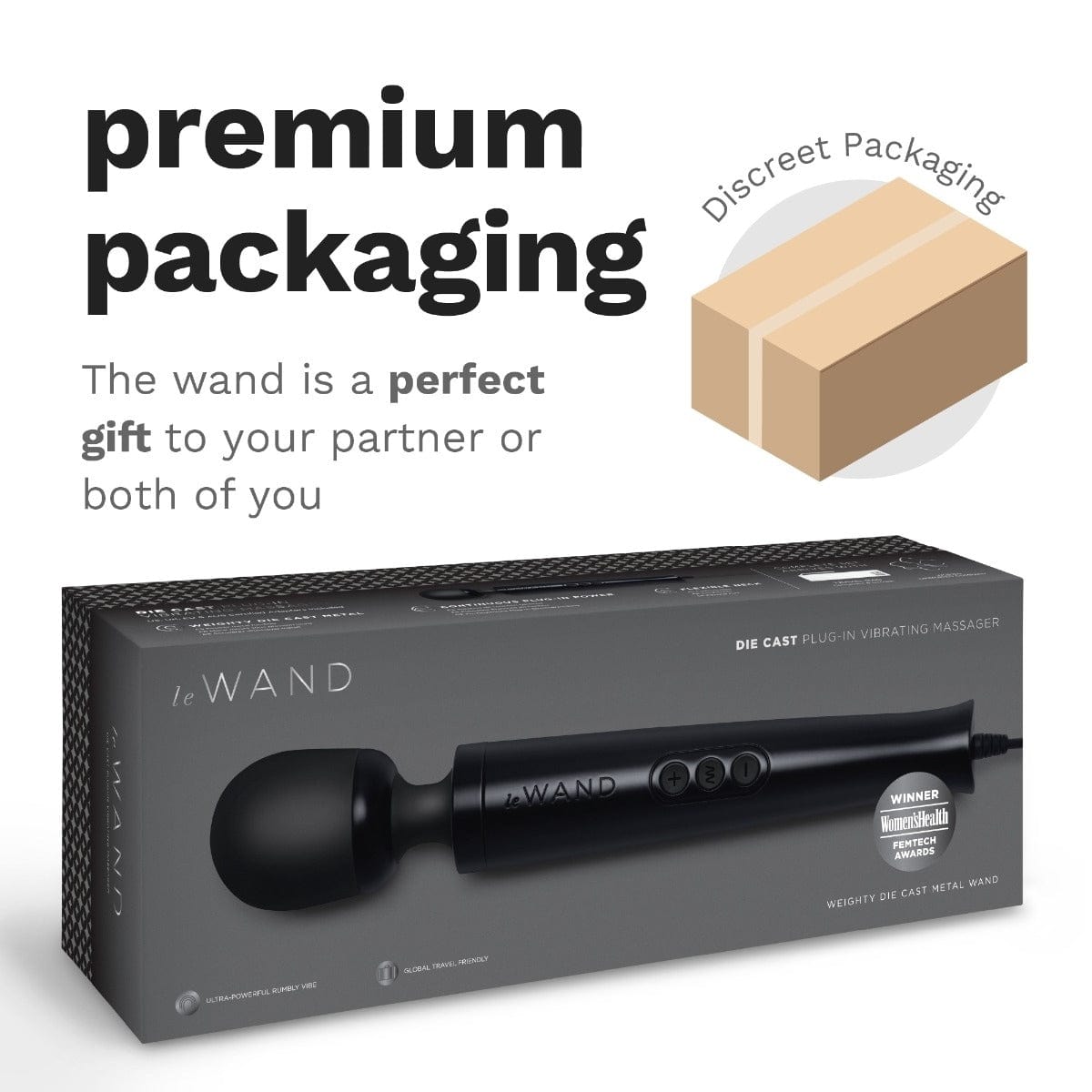 Le Wand - Diecast Plug-in Vibrating Massage Wand - BLACK Le Wand - For Me To Love