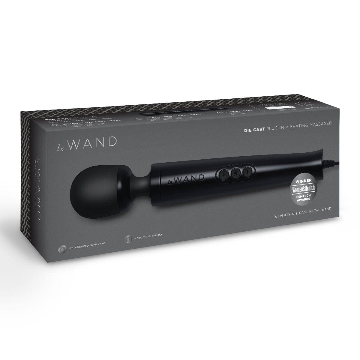 Le Wand Diecast Plug-in Vibrating Massager Wand - BLACK le wand - For Me To Love