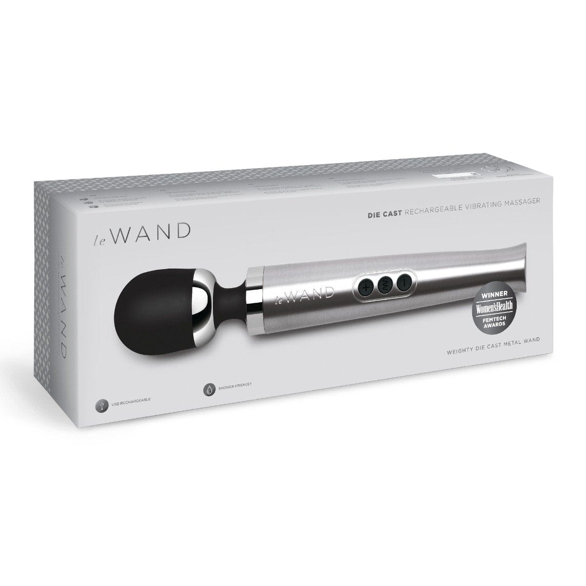 Le WAND - Diecast Rechargeable Vibrating Massage Wand - SILVER Le Wand - For Me To Love