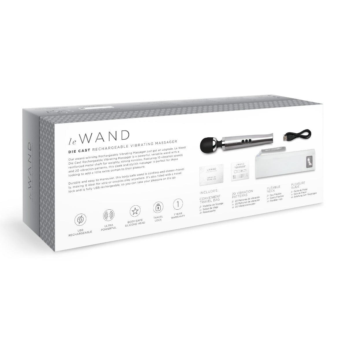 Le WAND Diecast Rechargeable Vibrating Massager Wand - SILVER le wand - For Me To Love