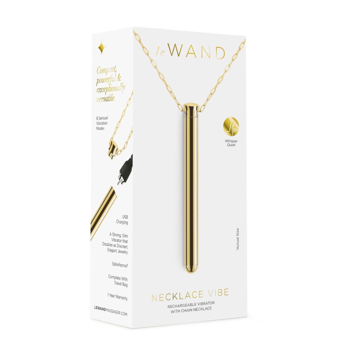 Le Wand - Necklace Vibe USB Rechargeable | Gold le wand - For Me To Love