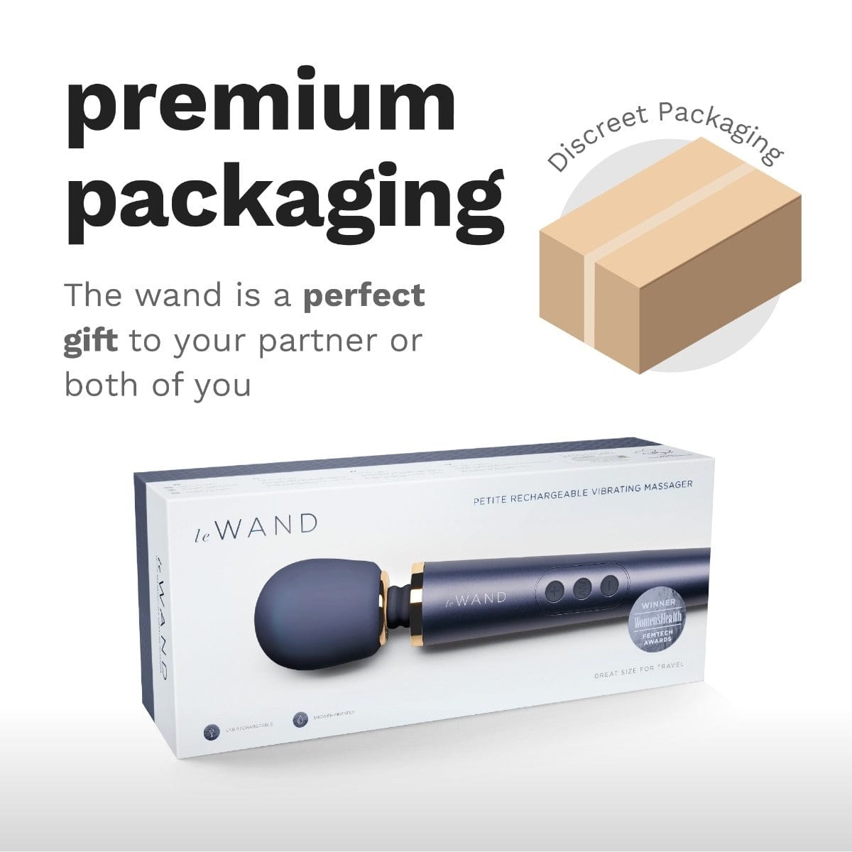 Le Wand - Petite Rechargeable Vibrating Massager Wand | Navy Le Wand - For Me To Love