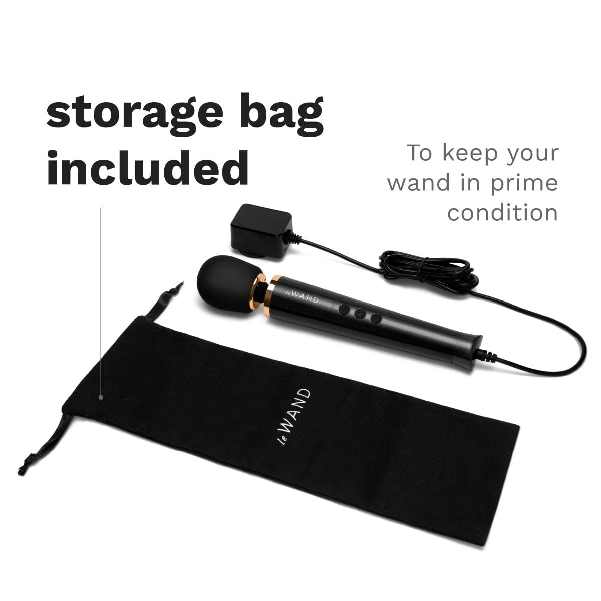 Le Wand - Powerful Petite Massage Wand Plug-In | Black/ Gold Le Wand - For Me To Love